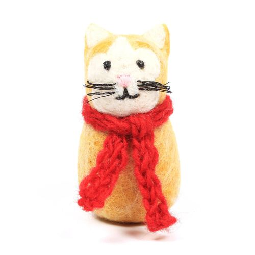 Amica Felt Ginger Cat With Scarf 10cm